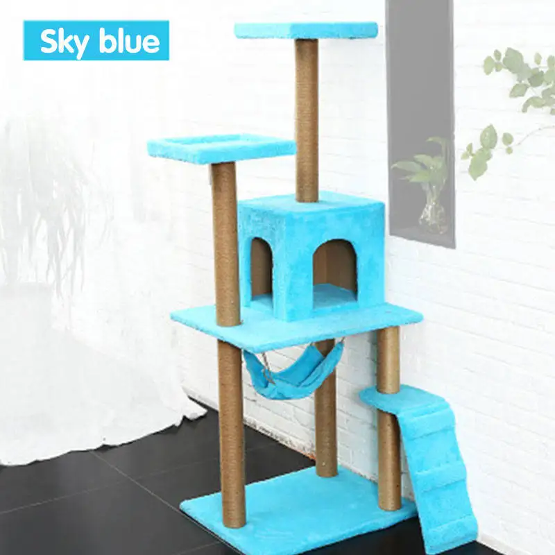 Sky Blue Большая сизаль-кошка домик на дереве с прыгающей платформой многофункциональная большая кошечка альпинистская рама котенок играющая игрушка для домашних животных домашняя мебель - Цвет: Sky Blue