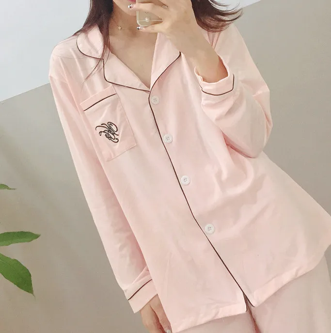 Женские пижамные костюмы из 2 предметов Pjs Home Kawaii корейский стиль с длинным