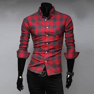2014 New Classic Mixed Colors Plaid Fashion Slim Fit Long Sleeve Casual Check Shirt M-XXL ZL717 | Мужская одежда