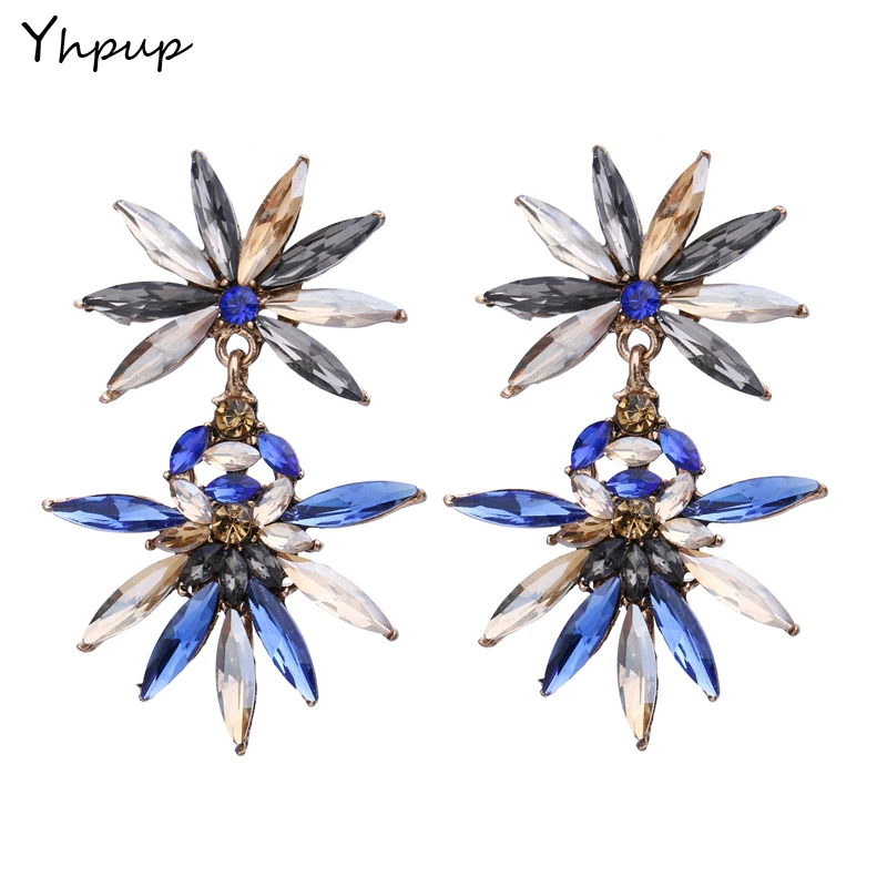 Винтажные Брендовые женские серьги Yhpup Starburst с кристаллами и цветами подвески для
