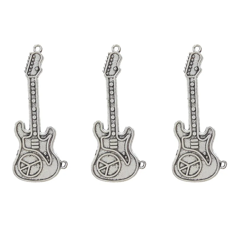 Yishan 2Pcs Guitar Charm Silver Alloy Pendant Diy Jewelry Accessories Necklace Bracelet Earrings Keychain EY3368 | Украшения и