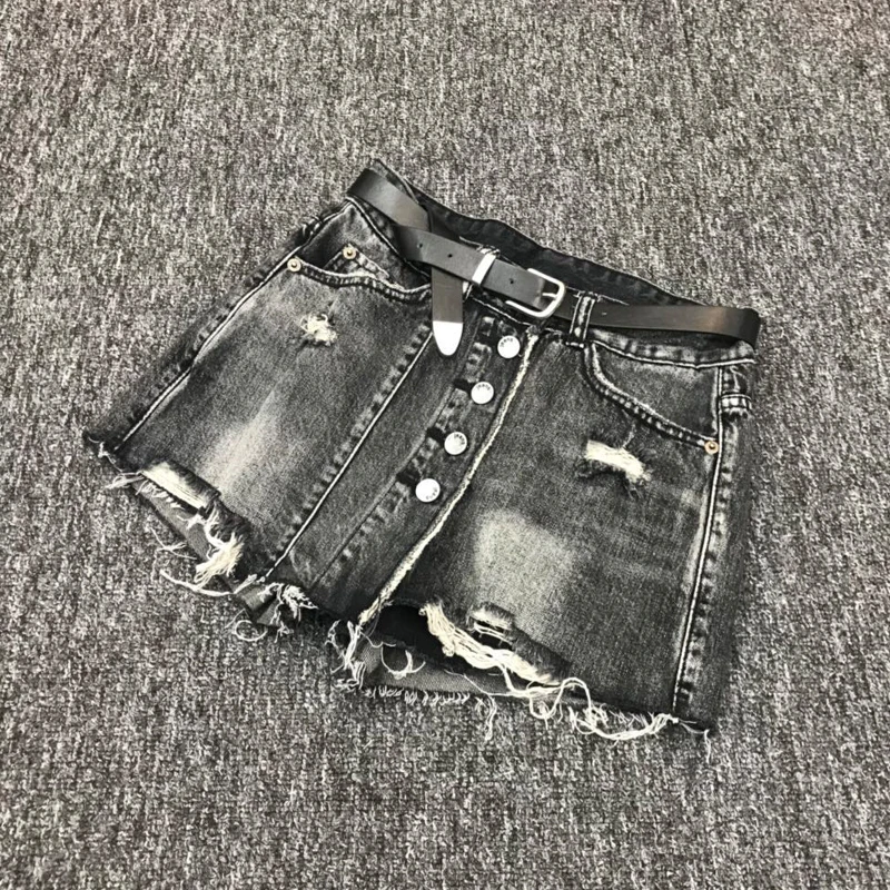 denim shorts skirt summer 2021 new single-breasted washed high waist a-line jeans mini | Женская одежда