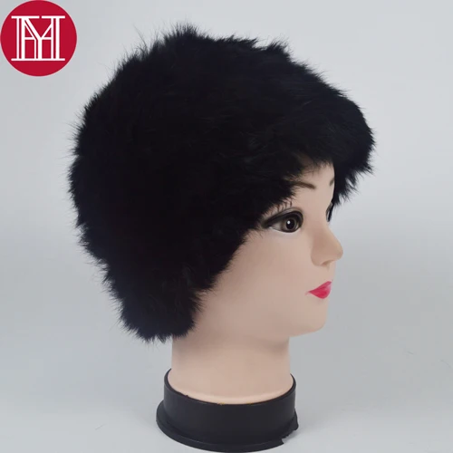 Женская зимняя меховая шапка, натуральный кроличий мех, ручная вязка, шапка оптом и в розницу,, стильная шапка хорошего качества, распродажа - Цвет: black