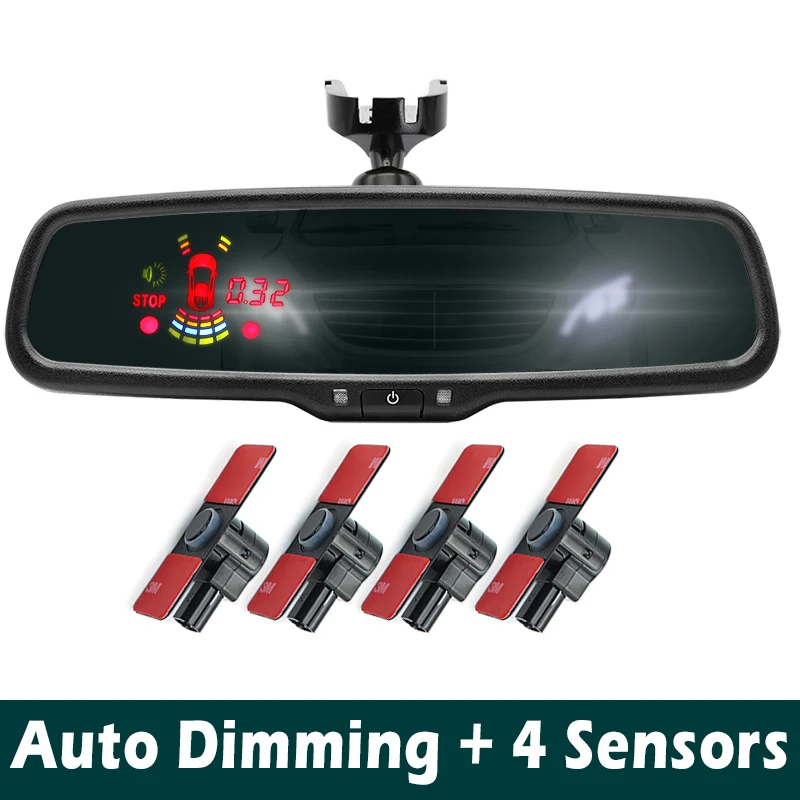 Auto Dimming 4 GreenYi парковочные датчики с зеркалом, автоматический затемняющий монитор с автопарктроником, светодиодный датчик парковки 4/8, радар-детектор - Название цвета: Auto Dimming 4