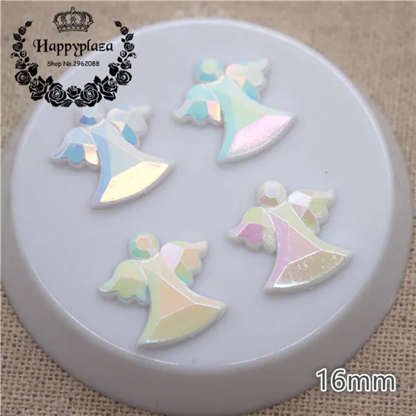 ivory AB 100pcs 100 шт 16 мм Блестящий AB цвета слоновой кости/розовый/синий акриловый Ангел подходит для детского душа украшения первый день рождения сувениры DIY - Цвет: ivory AB 100pcs