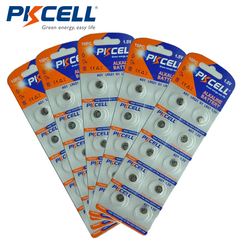 5 шт./50 шт. батарейки PKCELL AG1 1 В 364 621 SR621SW LR621 LR60 CX60 щелочные кнопочные для монет|ag1