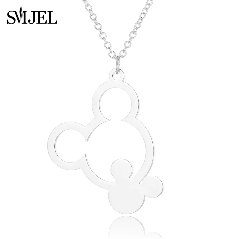 SMJEL, Минни, бижутерия с Микки, Микки, ожерелье s для женщин, девочек, нержавеющая сталь, милый кулон для животного, ожерелье, Детские аксессуары