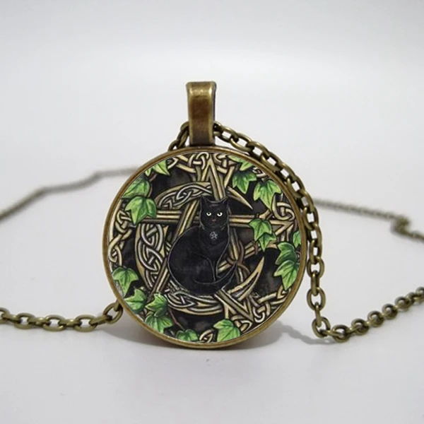 Ожерелье со стеклянной подвеской в виде кота Witchcraft ожерелье с фото подарок мисс