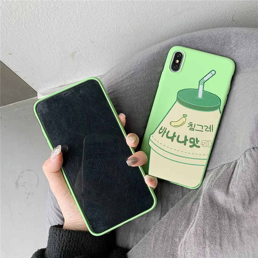Милый Летний чехол для телефона с рисунком молочного чая iPhone XS Max XR X TPU Мягкий