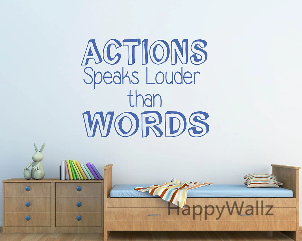 Мотивирующая цитата настенная наклейка экшн говорят громче чем слова