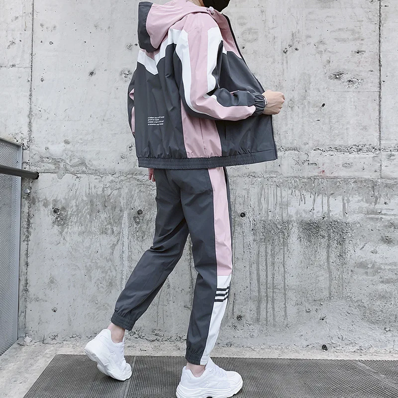 Pink Спортивный костюм для мужчин; Модный весенний спортивный костюм; толстовки; куртка+ брюки; спортивная одежда; комплект из 2 предметов; Спортивный костюм для мужчин; одежда - Цвет: Pink
