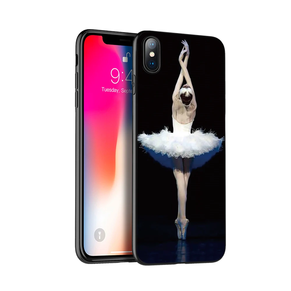 Черный чехол из ТПУ для iphone 5 5s SE 2020 6 6s 7 8 plus x 10 XR XS 11 pro MAX балетная танцевальная