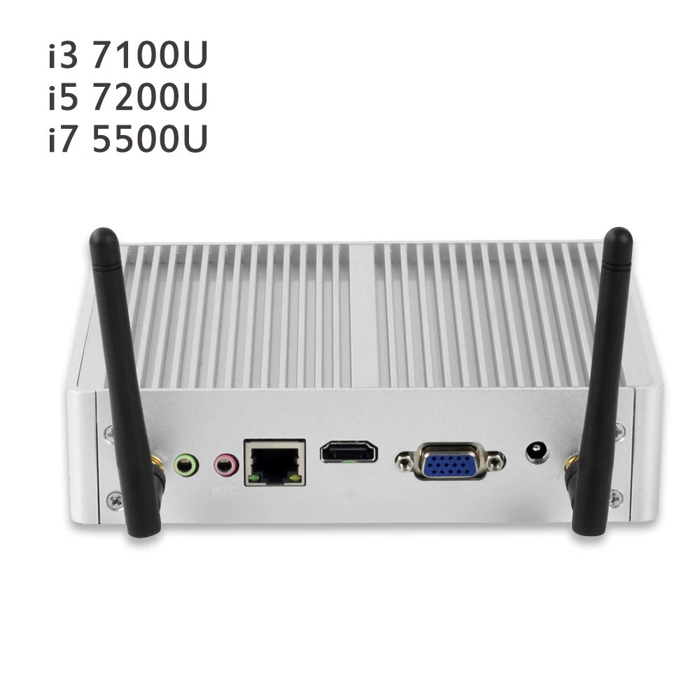 Мини-ПК Core i3 7100U i5 7200U 4K Windows 10 мини-компьютер HD graphics 620 minipc Безвентиляторный windows PC wifi HDMI USB 2,5 дюймов hdd