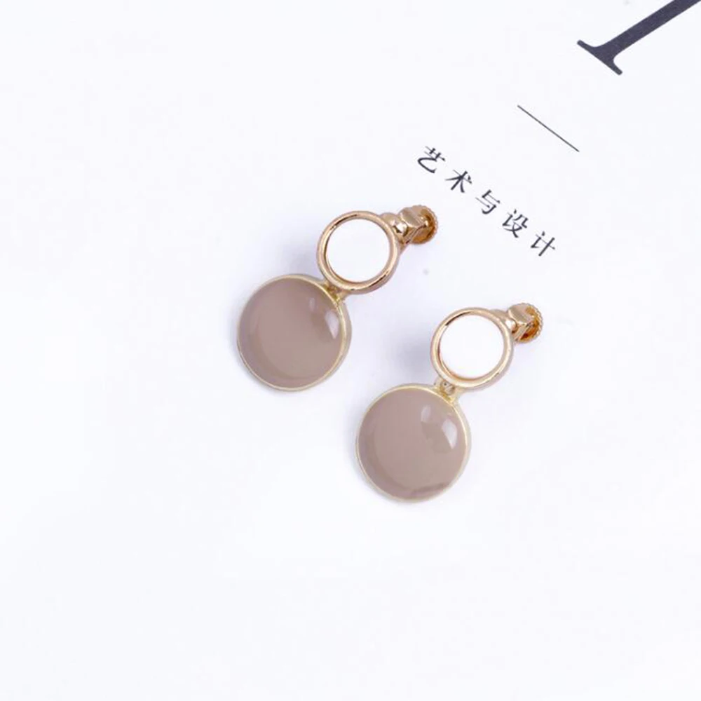 Женские свадебные Круглые Эмалированные серьги клипсы и популярные