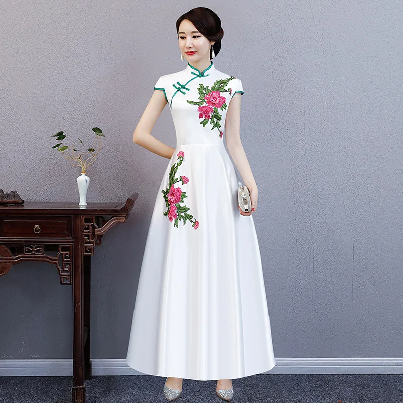 Винтажное длинное свадебное платье Ципао в китайском стиле сексуальное летнее