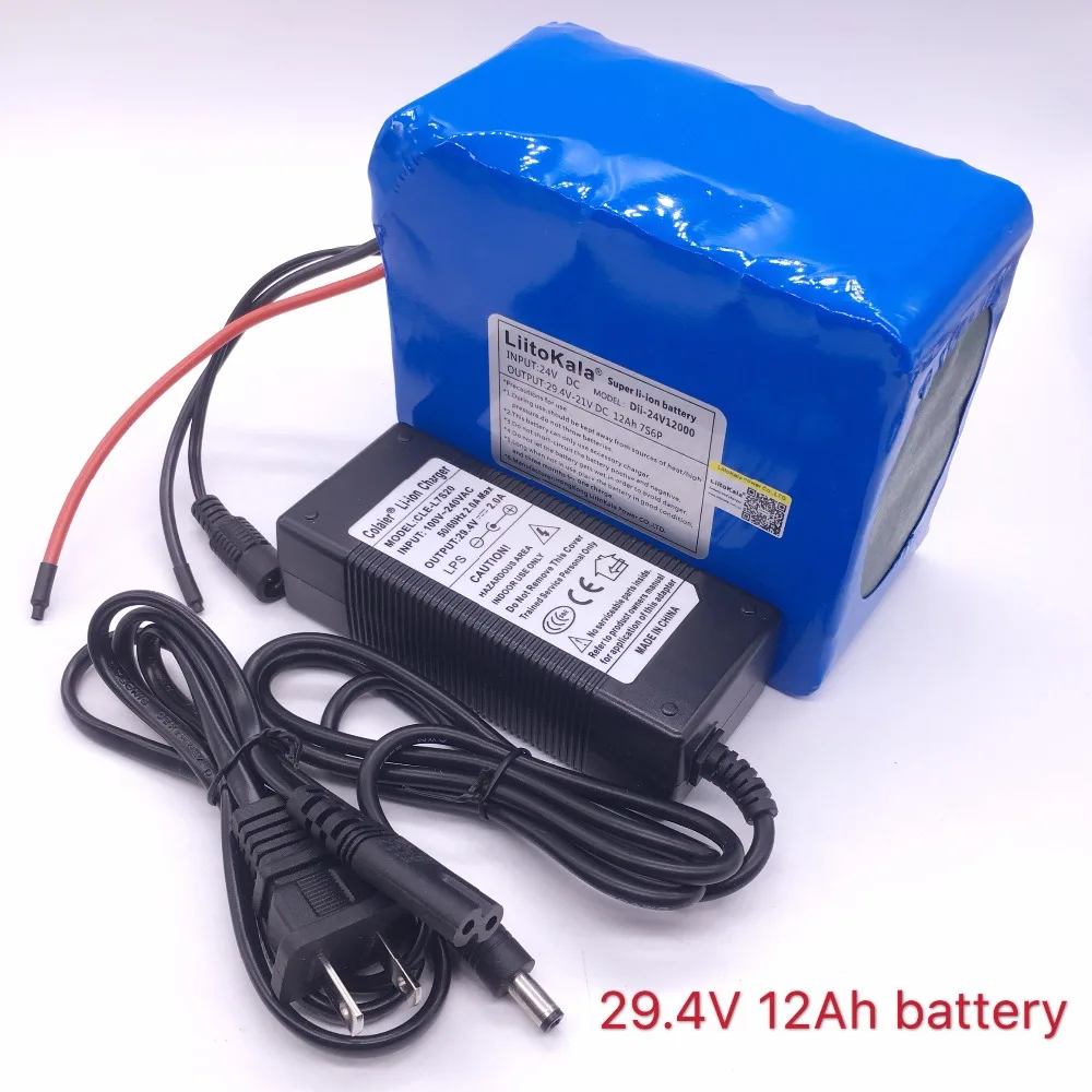 Аккумуляторная батарея LiitoKala 24 в 12 Ач 7S6P 15A BMS 250 Вт 29 4 12000 мА · ч для мотора коляски