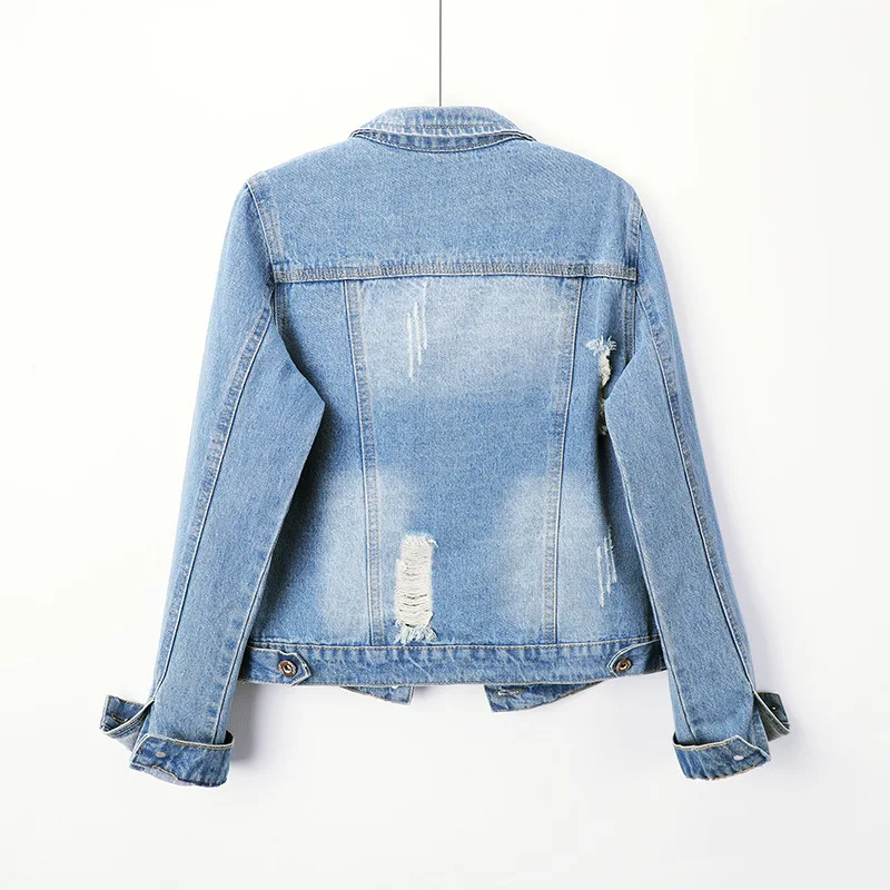 Selling fashionable jean jacket female new brief paragraph cultivate one's morality show thin students long sleeve in the spring | Женская