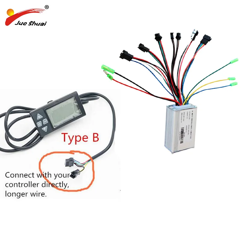 LCD type 2 no wire 36 В, 48 В, 350 Вт, 500 Вт, контроллер для электровелосипеда, синусоидальный светодиодный ЖК-дисплей, водонепроницаемый кабель для электровелосипеда, запчасти - Цвет: LCD type 2 no wire