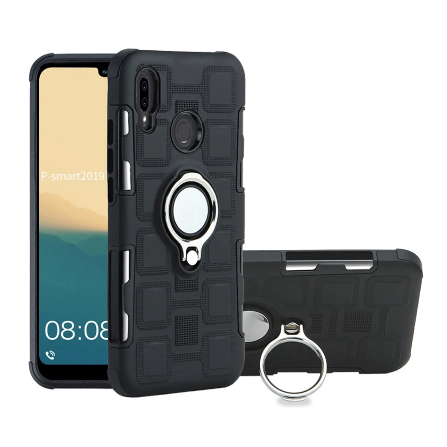 Cover For Huawei P Smart Plus 2019 Silicone Shockproof Phone Case Armor Back Ring Stand Hard |