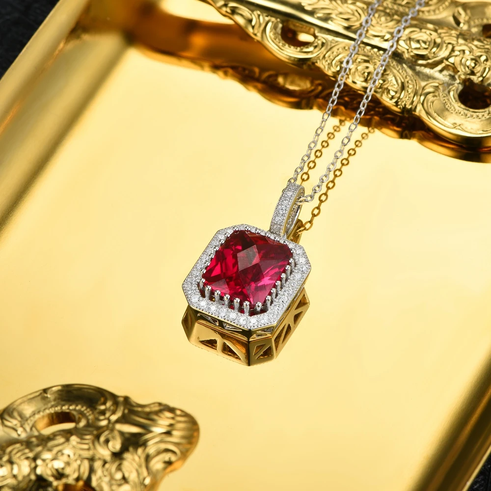 Женское ожерелье из серебра 925 пробы с красным камнем 5 52 карата|fine jewelry|necklace stone