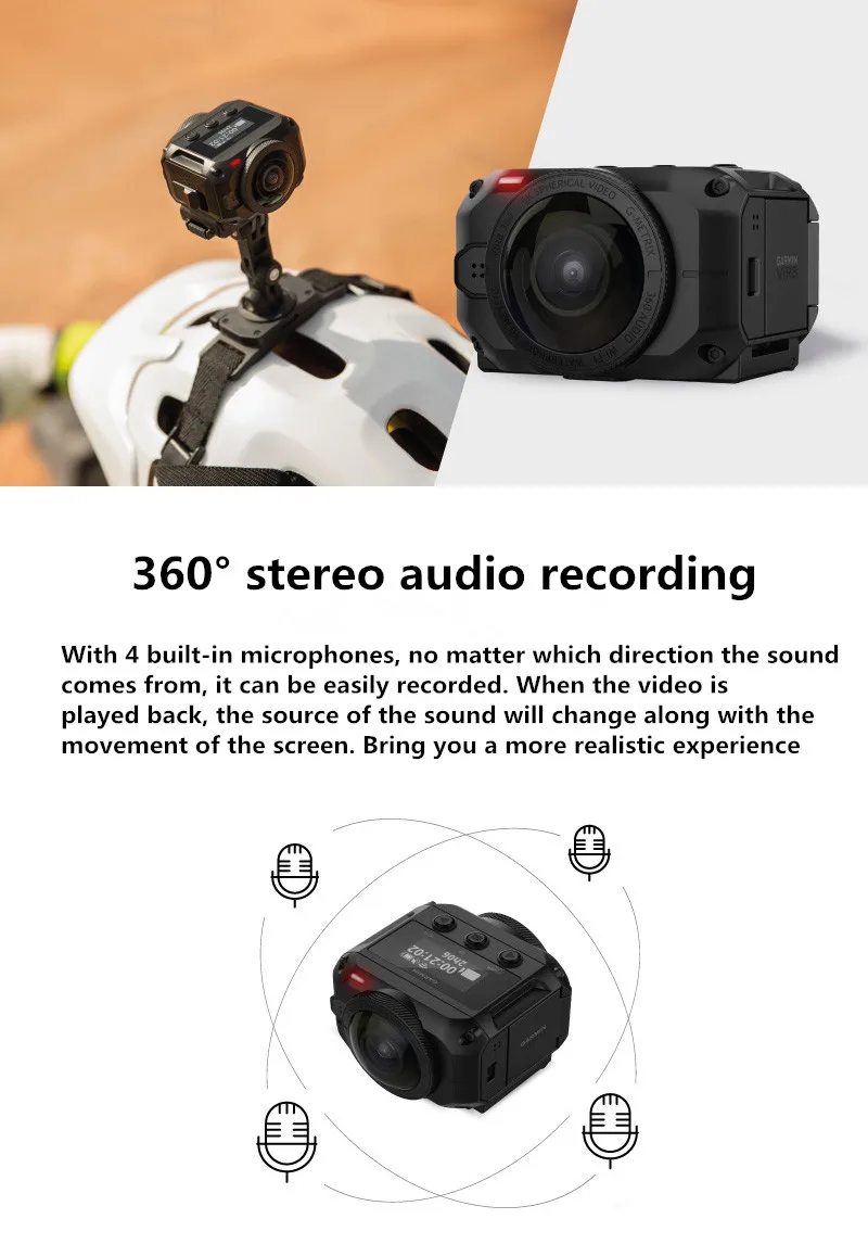 Garmin VIRB 360 gps наружная микро умная Спортивная HD камера водонепроницаемая 5,7 K Спортивная камера