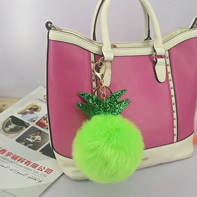 Mini Pineapple Puffy Ball Key Chains Handmade Pompom Pendant Jewelry Charms Ring Bags Decor Ornament Keychain Toys Gift | Ювелирные