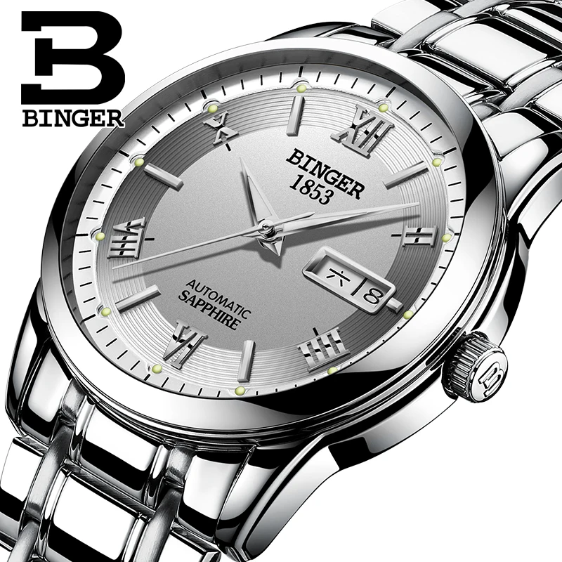 Часы наручные мужские автоматические деловые водонепроницаемые с календарем и