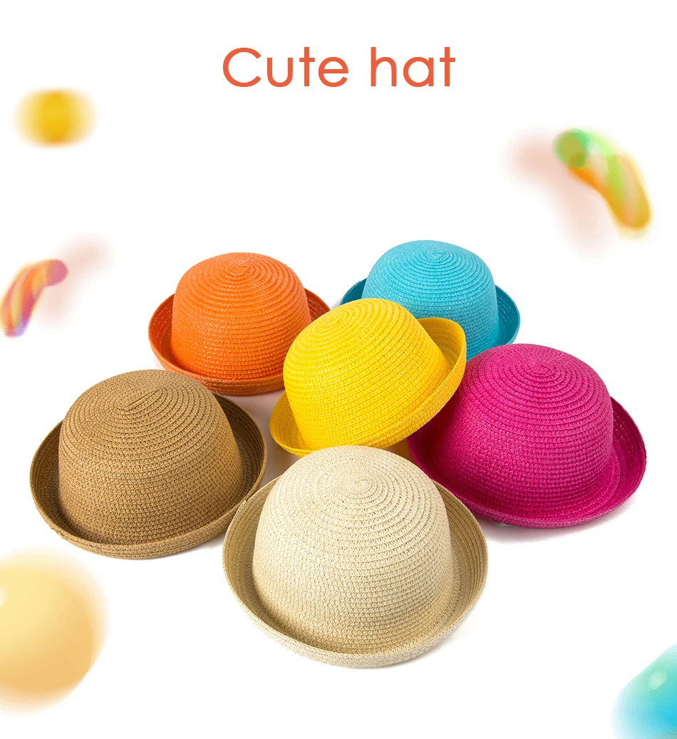 REAKIDS/Модная Летняя детская соломенная шляпа для маленьких девочек, пляжная кепка для девочек/мальчиков, детская шляпа для защиты от солнца, Детская кепка для маленьких девочек