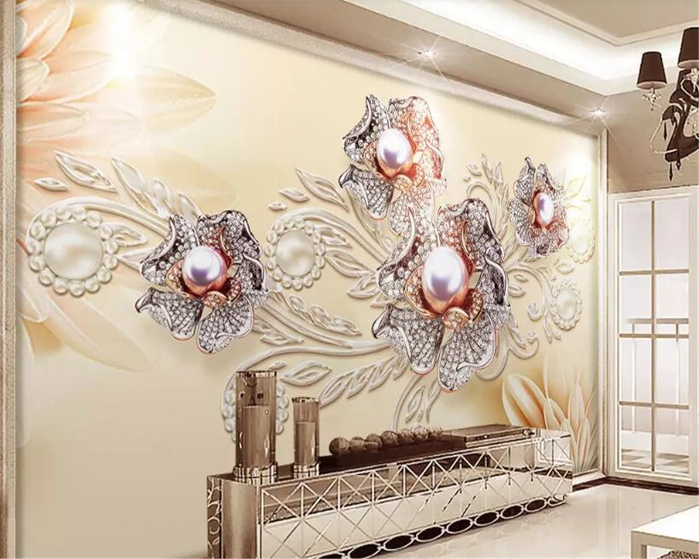 beibehang wallpaper Luxury aristocratic European interior hardcover diamond jewelry 3d wall background | Обустройство дома