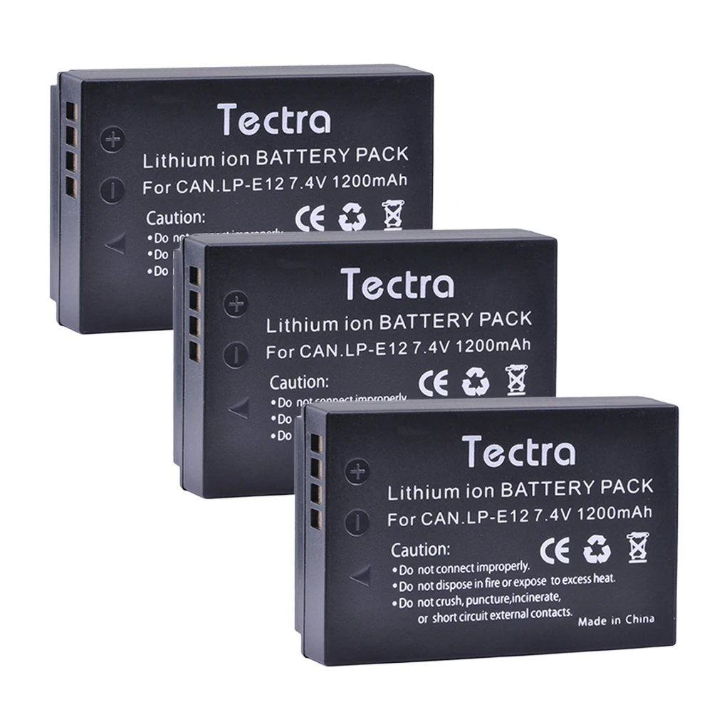 Tectra 3 шт./упак. LP E12 7 4 V /1200mAh литий ионная батарея для камеры Canon Rebel SL1 EOS M2 M10 M100|lp