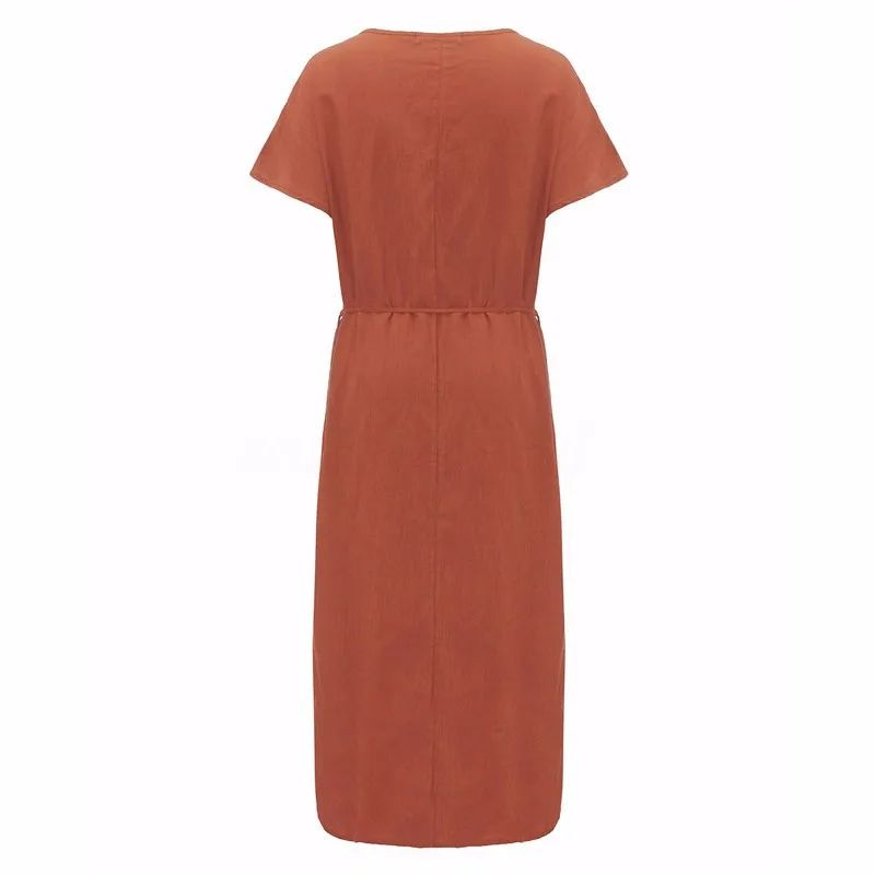 Летнее свободное платье из хлопка и конопли европейский американский стиль для