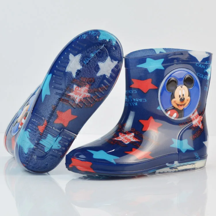 Disney Princess Mickey Minnie children's rain boots rubber shoes cartoon men and women girls rain boots plus cotton detachable
