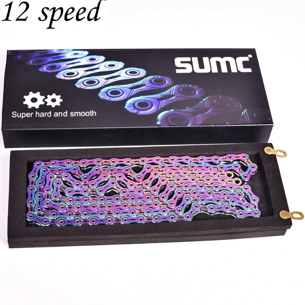 Цепь для скоростного велосипеда SUMC MTB Rainbow 12 S велосипедная цепь 126L с недостающим
