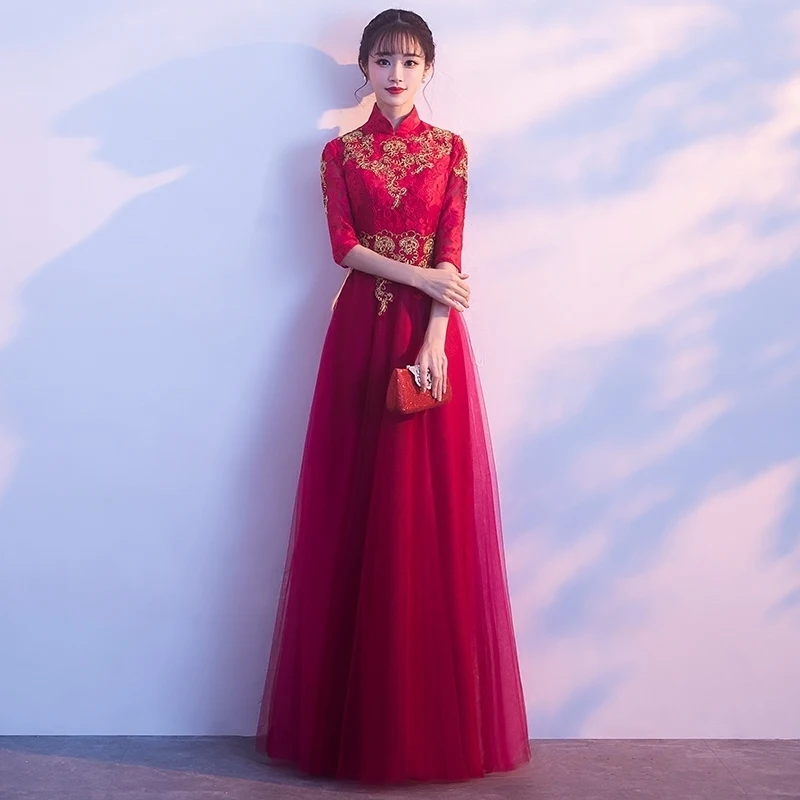 Свадебное платье-Ципао в китайском стиле для невесты традиционные восточные