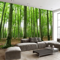 custom mural wallpaper green tree forest nature landscape large wall painting 3d living room sofa tv background photo wall paper