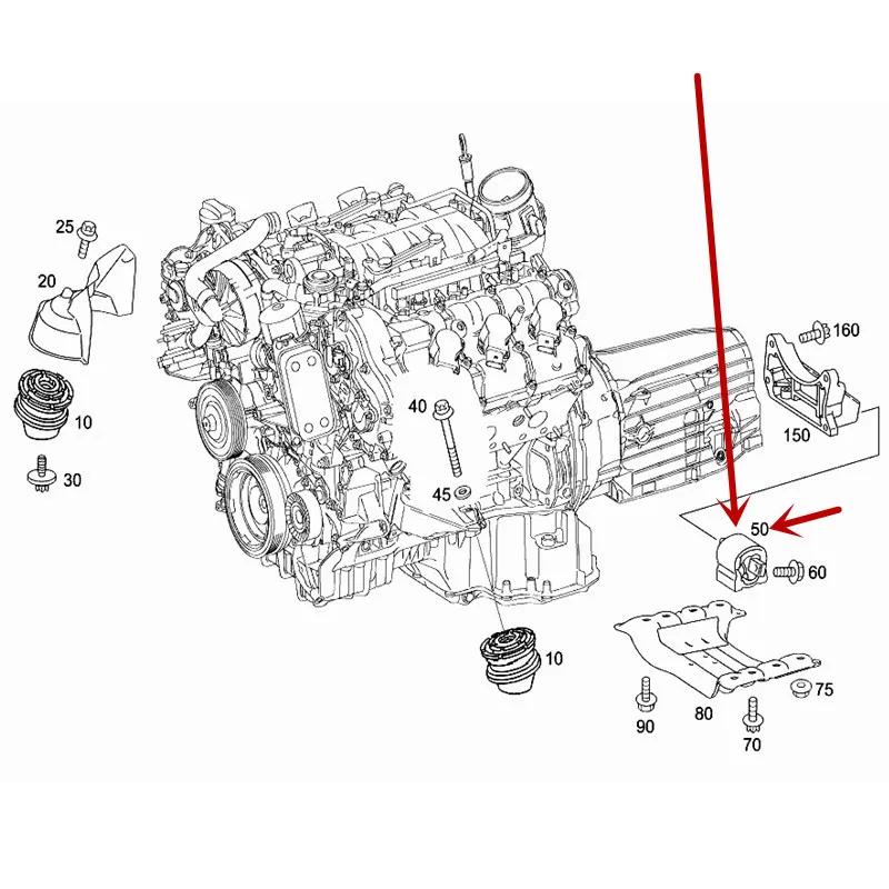 Gearbox jaw C180 C200 E180 E200mer ced esb enzGLK300 level Wave box suspension mounting bracket plastic pier machine foot rubber |