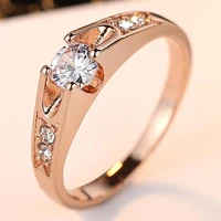 rose gold color engagement ring cubic zirconia decoration ring girlfriend valentines day exclusive memorial beautiful gift