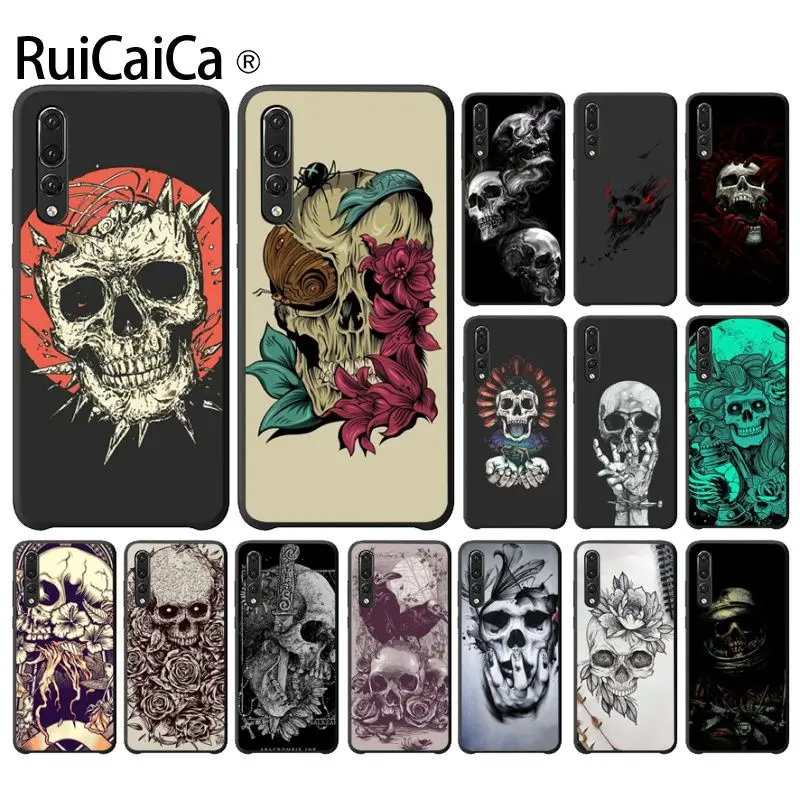 Ruicaica Ретро стиль цветок череп Ворон чехол для телефона Huawei P20 Pro P10 Plus P9 Mate 10 Lite