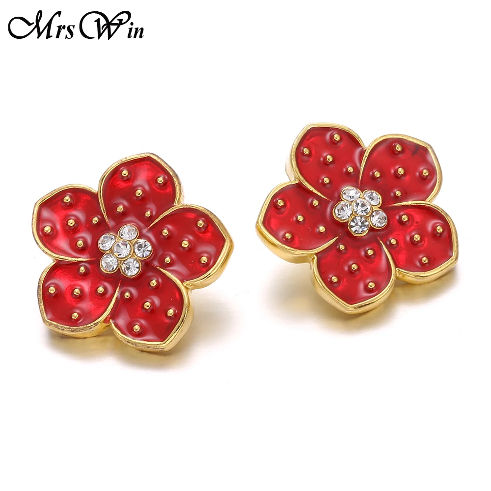 10pcs/lot New Gold Snap Jewelry Oil Painting Rhinestone Flower Button 18mm Charms for Women Fit Bracelet Necklace | Украшения и
