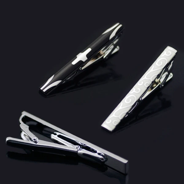 Hi Tie модный серебряный золотой зажим для галстука Pin Черный из нержавеющей стали