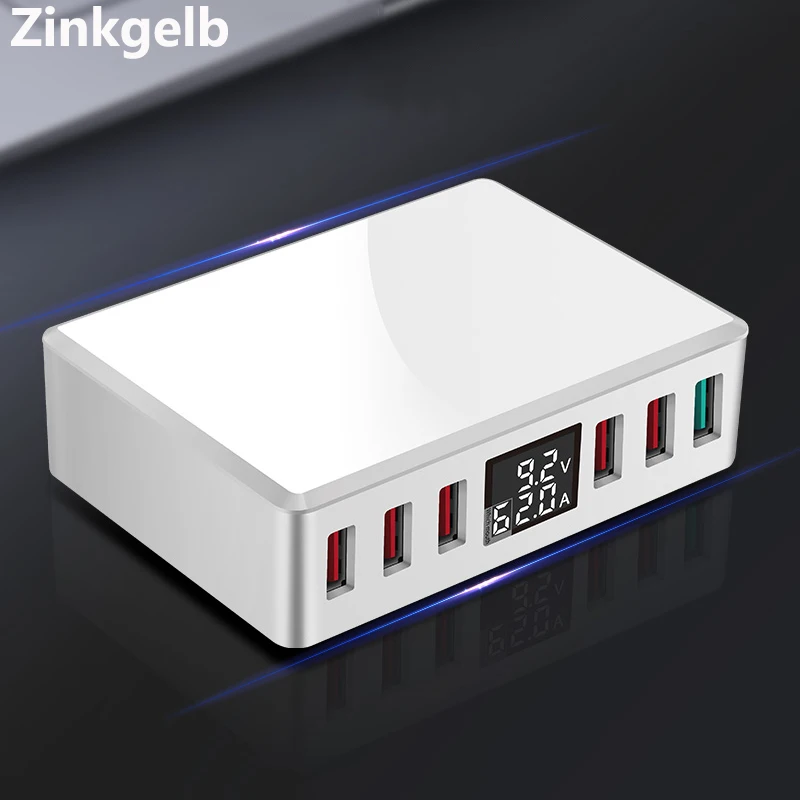 Зарядное устройство с 6 USB портами и ЖК дисплеем для быстрой зарядки 3 0|Зарядные