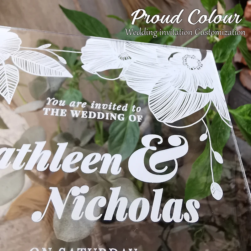 Гордый 10 шт за лот изготовленные на заказ с белыми цветами прозрачные акриловые