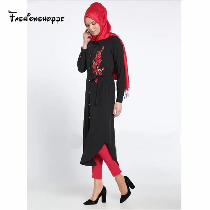Мусульманская женская рубашка платье abaya вышивка jilbaw Туника длинные халаты