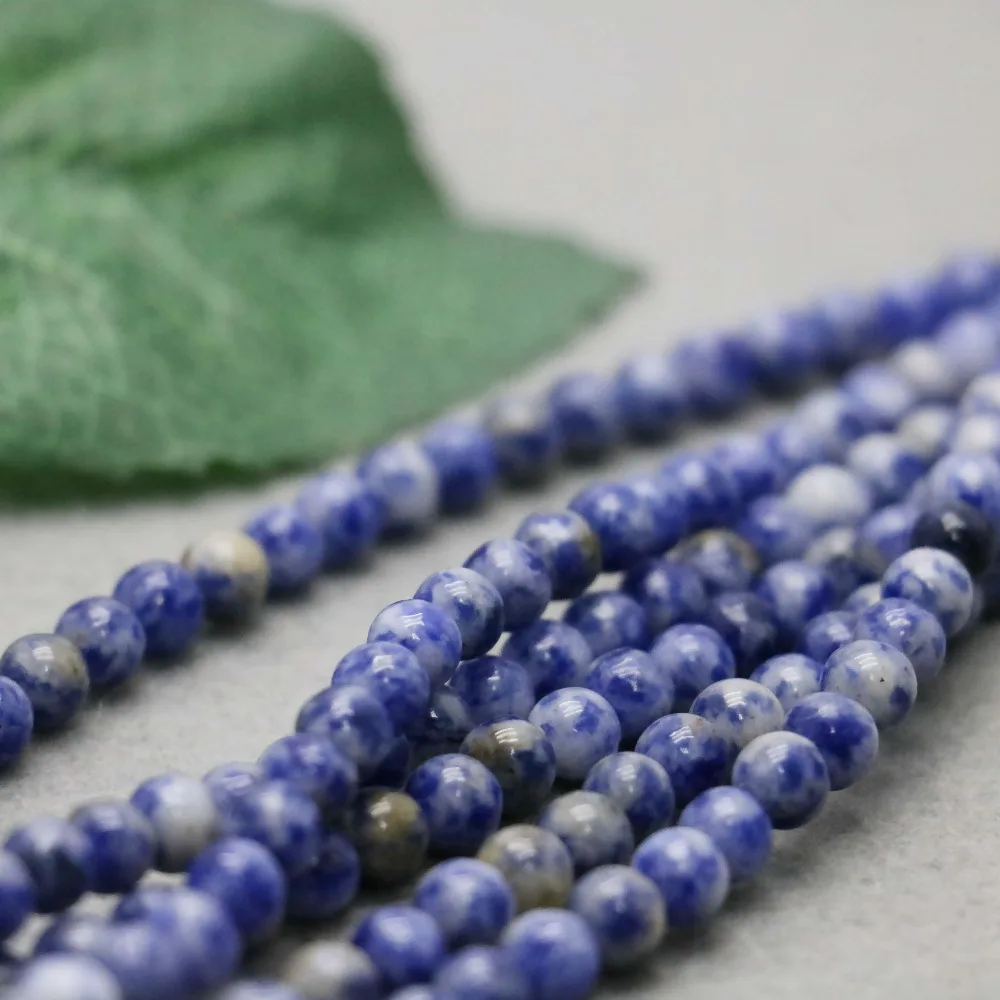 6 мм Натуральные Синие Бусины в форме пятен камень свободные аксессуары для