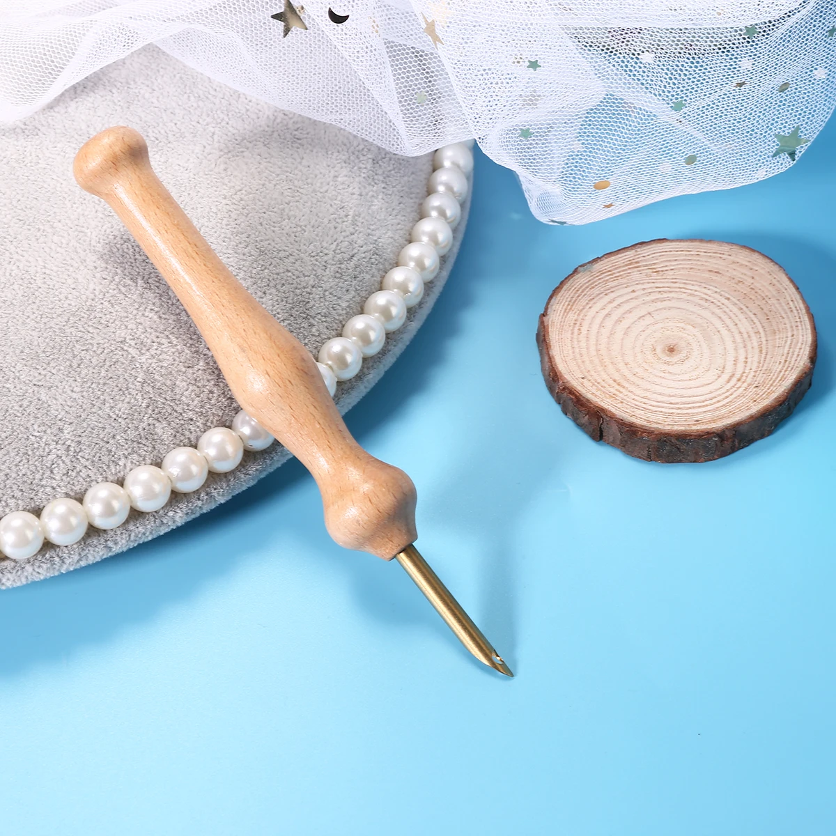 Деревянная ручка Вязание для вышивки перфорирующая игла нити рукоделие