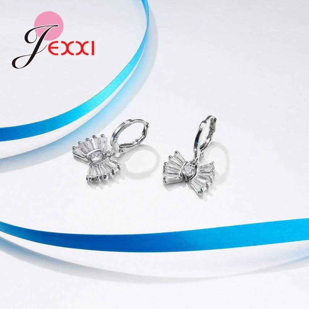 

Shinning 925 Sterling Silver Bridal Wedding Jewelry Sets For Women Gifts Fashion Engagement Crystal Earrings Necklace Set