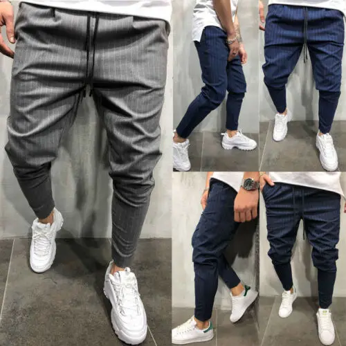 2019 новые модные мужские облегающие городские прямые Полосатые брюки