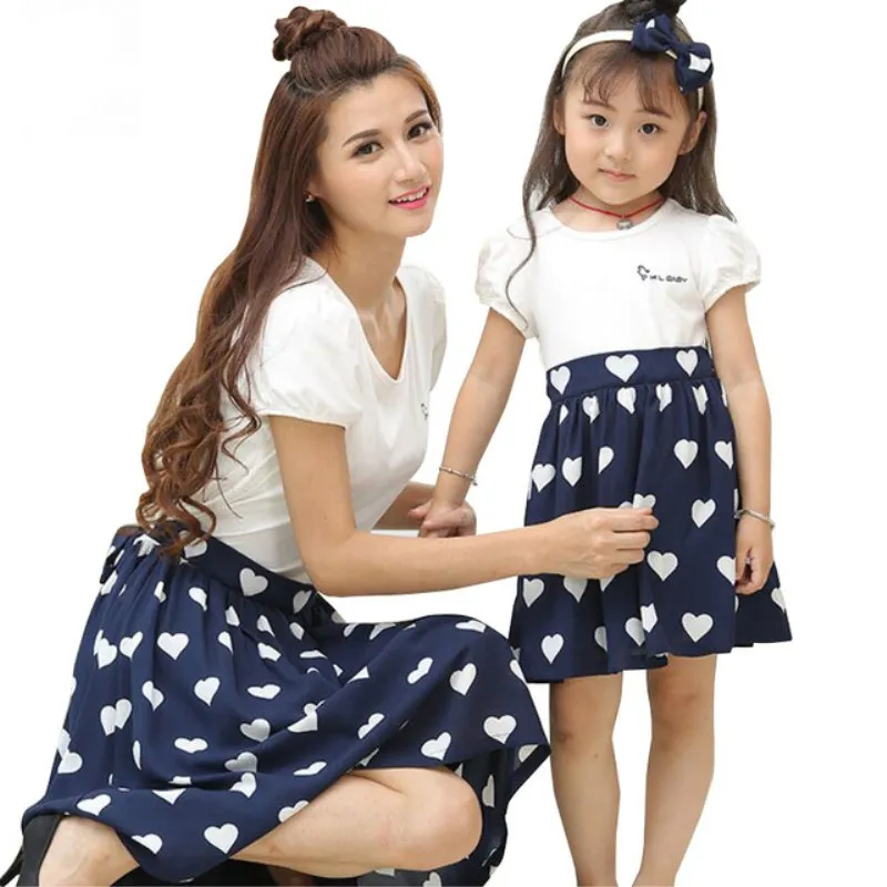 Платье для мамы и дочки с сердечками на лето|mom daughter dress|mother dressesdaughter dress |