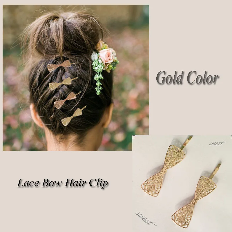 Женские заколки для волос с бантом золотистые аксессуары укладки 2019|Шпильки и