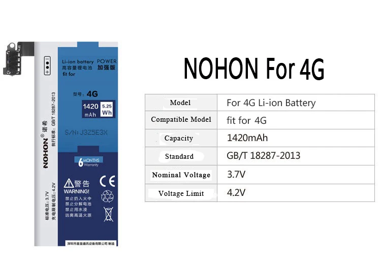 NOHON батарея для iPhone 4, 4S, 5, 5S, 5C, SE, мобильный телефон, литий-полимерные батареи, Бесплатные инструменты